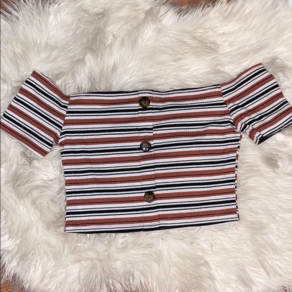 Rustic orange line crop top